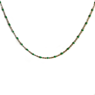 Green Beaded Chain Layering Necklace