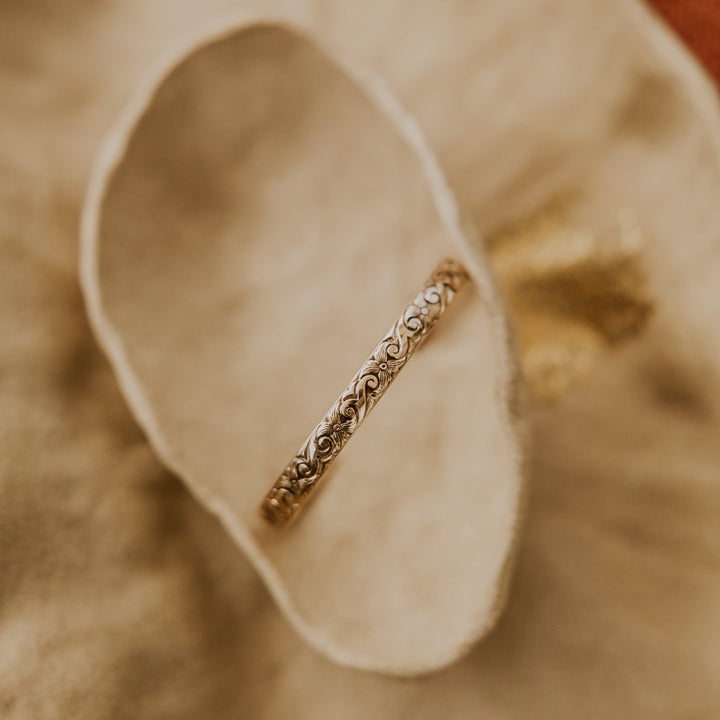 Hawaii floral inspired pattern on silver or 14k gold platted bracelet