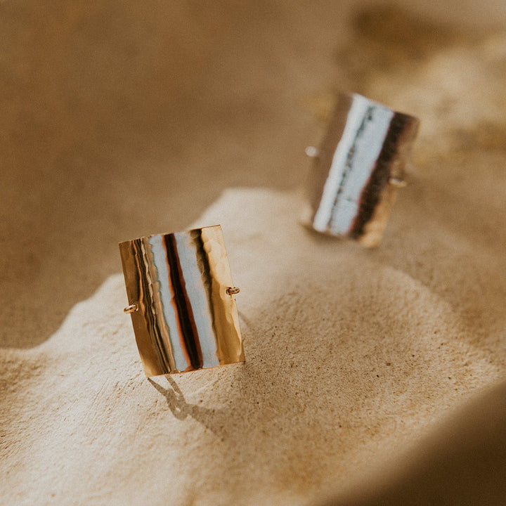 14k gold filled rectangular textured ring