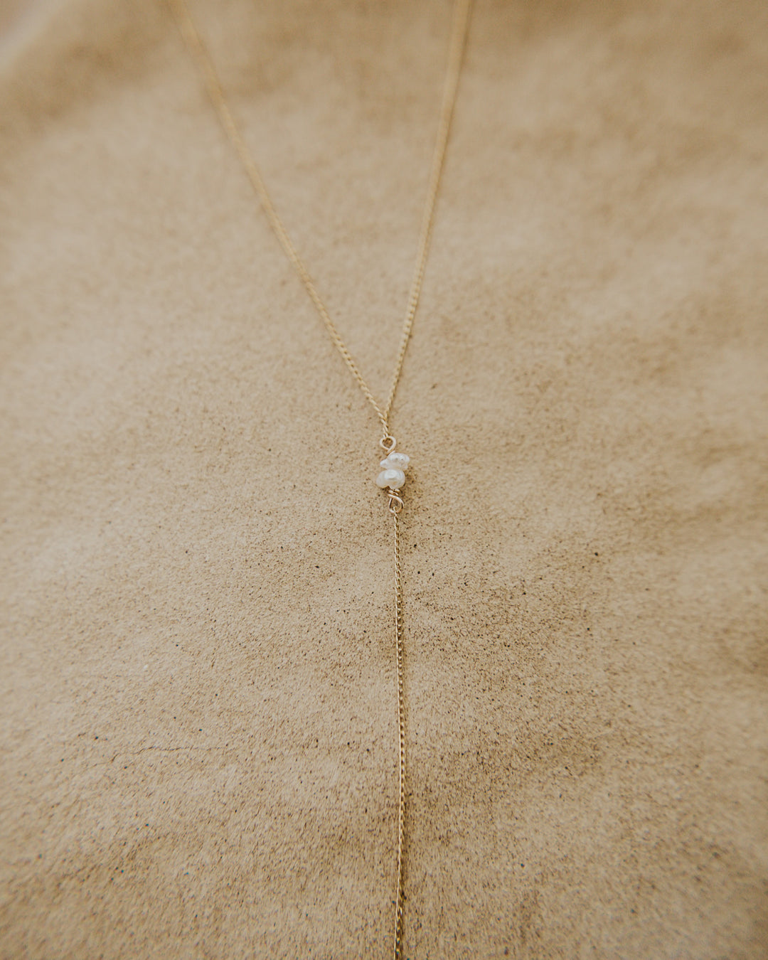 Y shaped necklace with freshwater pears on 14k gold platted chain