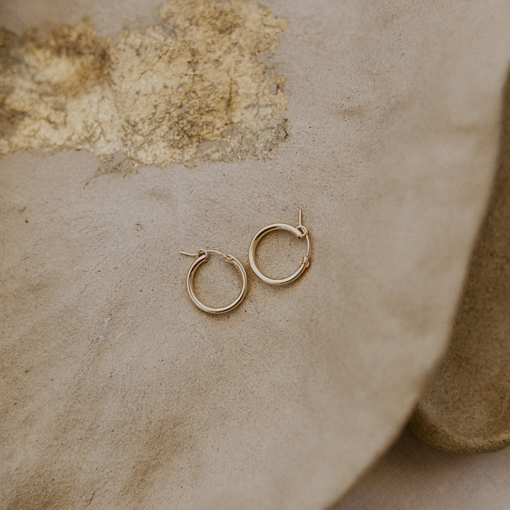 medium size click hoop 14k gold fill earring