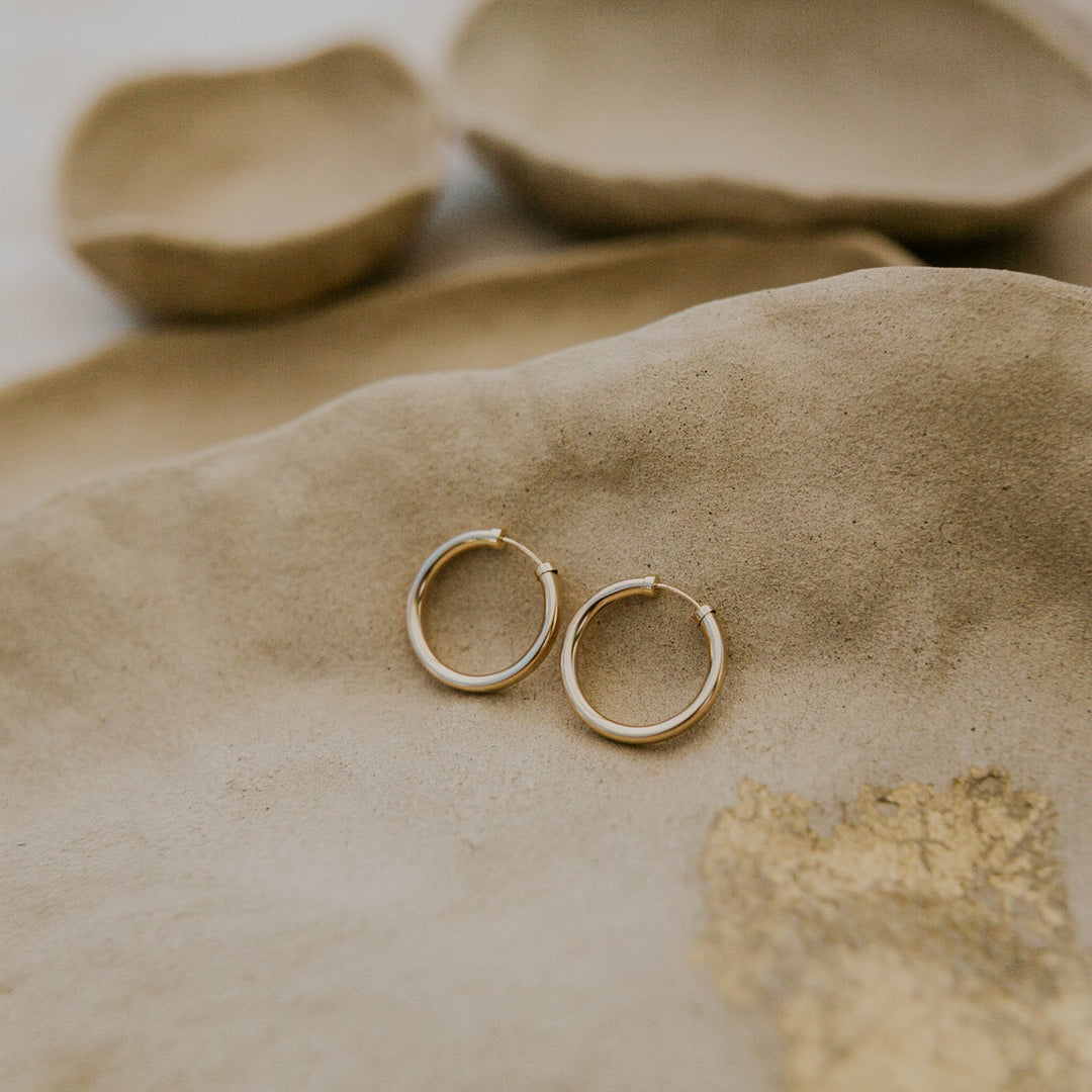 large 14k gold fill click hoop earring