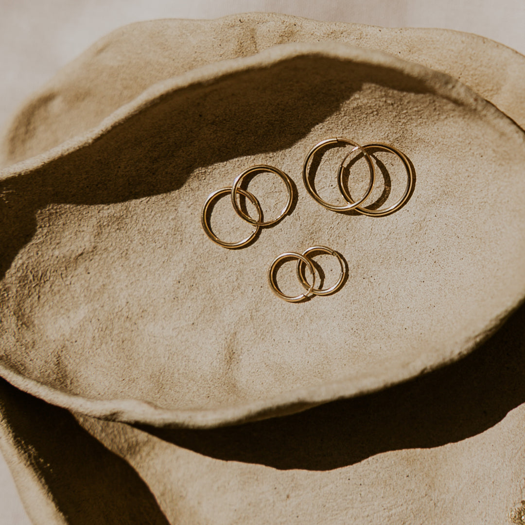 small, medium, large endless 14k gold hoops