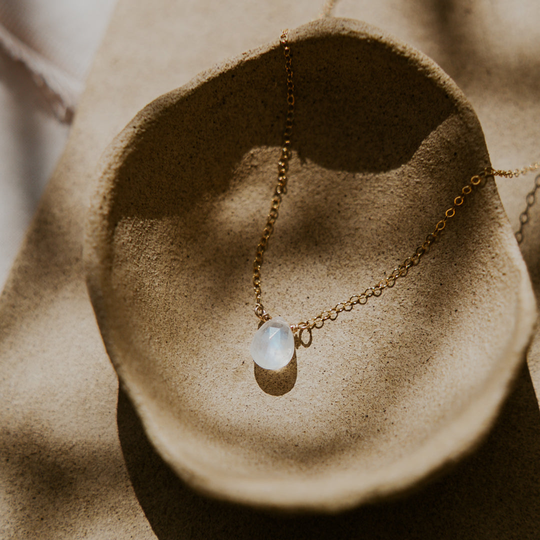 14k gold fill chain with moonstone gemstone 