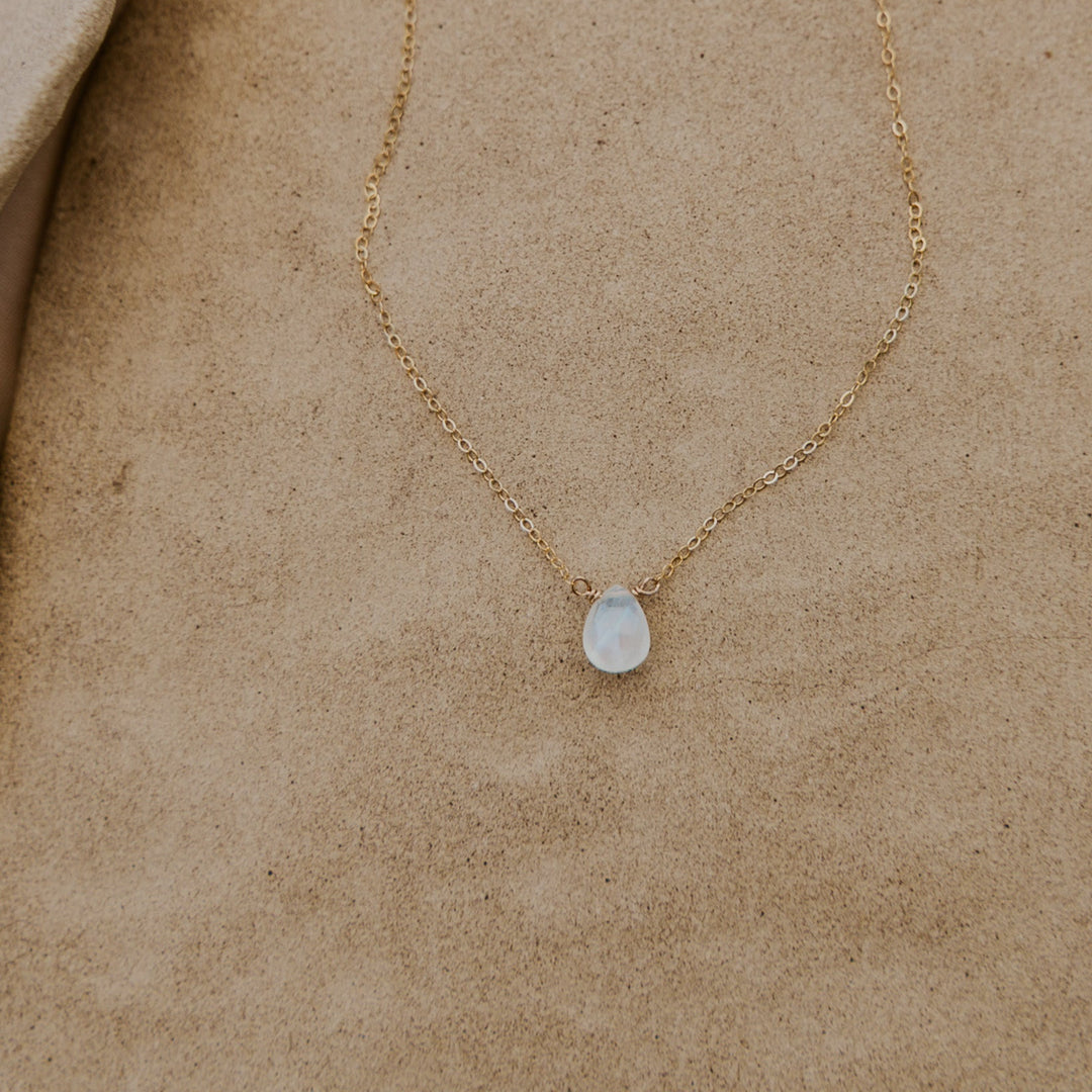 14k gold fill chain with moonstone gemstone 