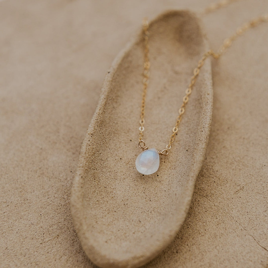 14k gold fill chain with moonstone gemstone 