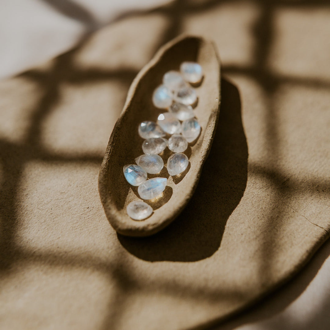 Opal stones in a pod with a leafy background