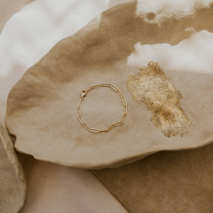 14k gold fill rectangular chain link bracelet