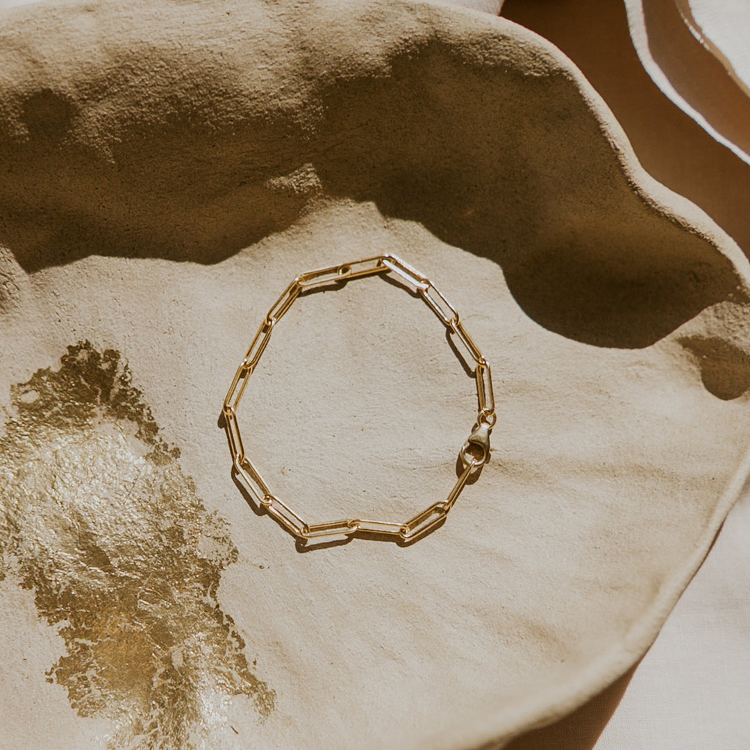 14k gold fill rectangular chain link bracelet