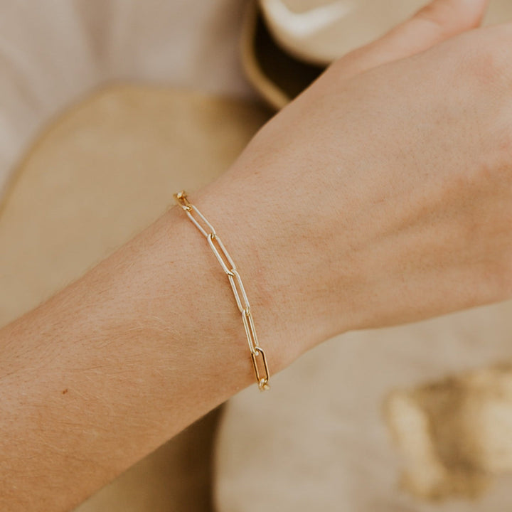 14k gold fill rectangular chain link bracelet