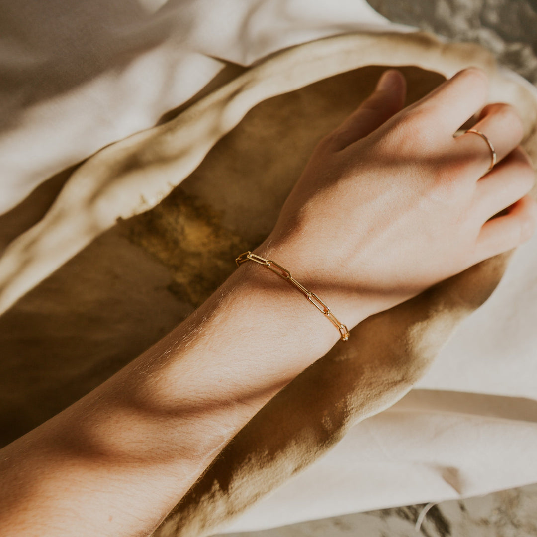 14k gold fill rectangular chain link bracelet