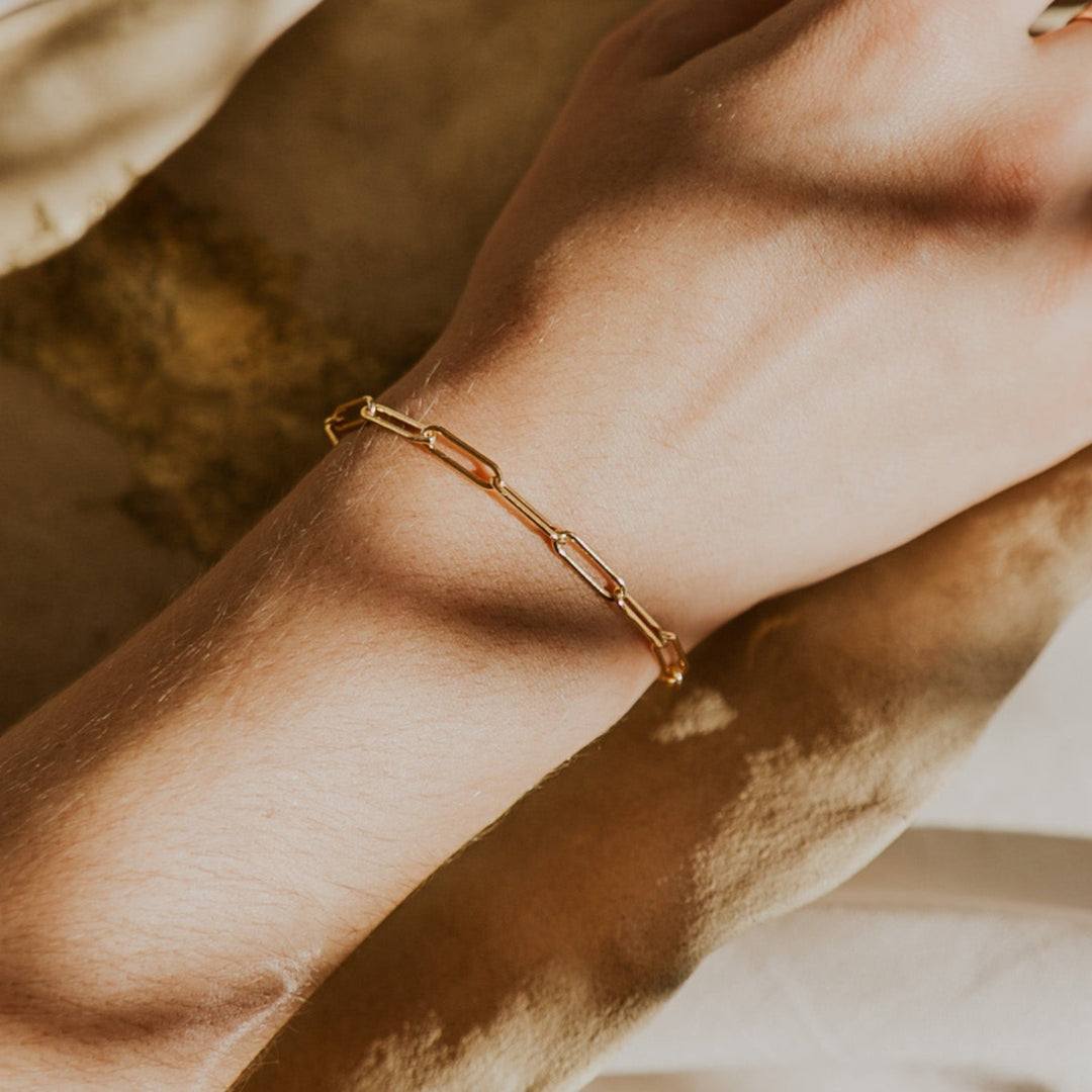 14k gold fill rectangular chain link bracelet