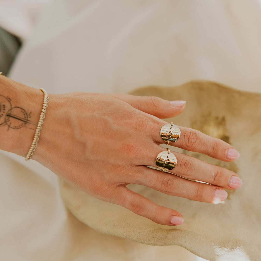 personalized stamped 14k gold fill disc ring