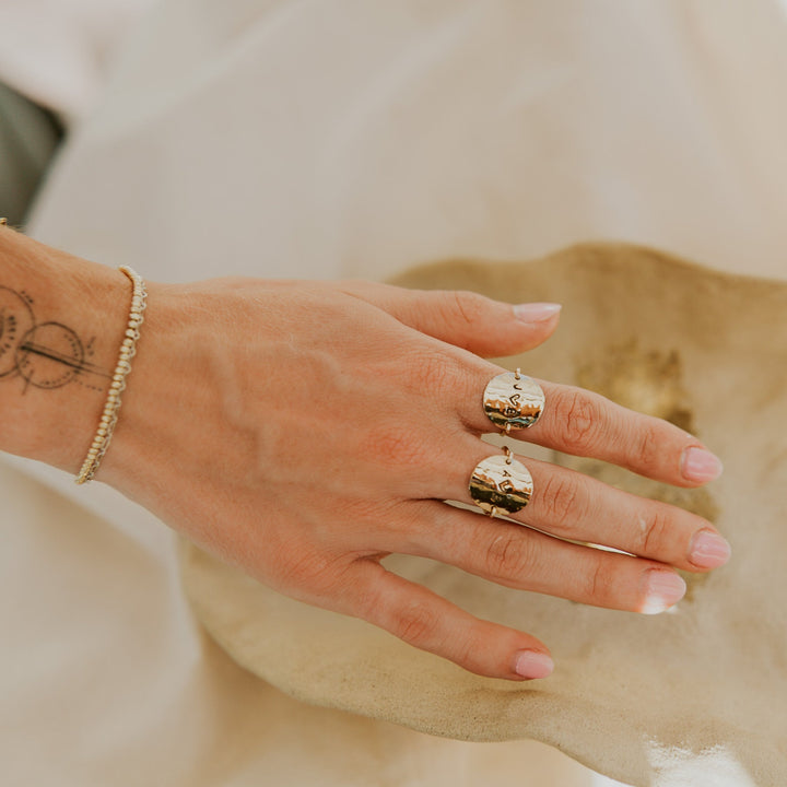 personalized stamped 14k gold fill disc ring