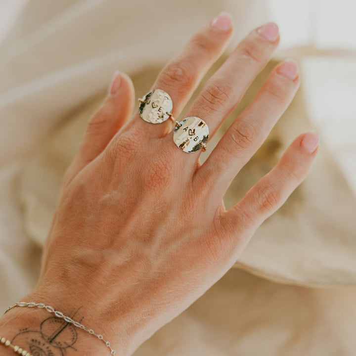 personalized stamped 14k gold fill disc ring