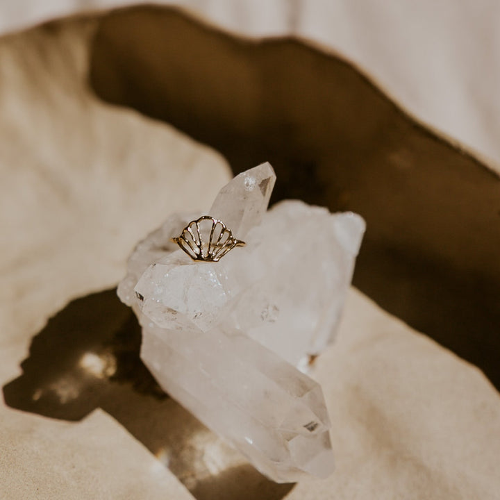 sea shell shaped 14k gold ring