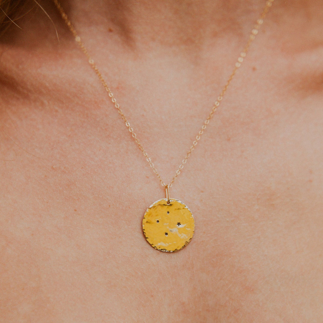 Gold necklace with a 14k gold fill rectangle pendant and small diamond on gold chain 