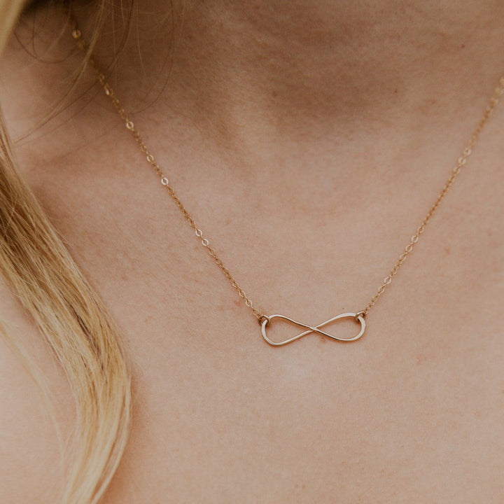 14k gold infinity charm on 14k gold fill chain