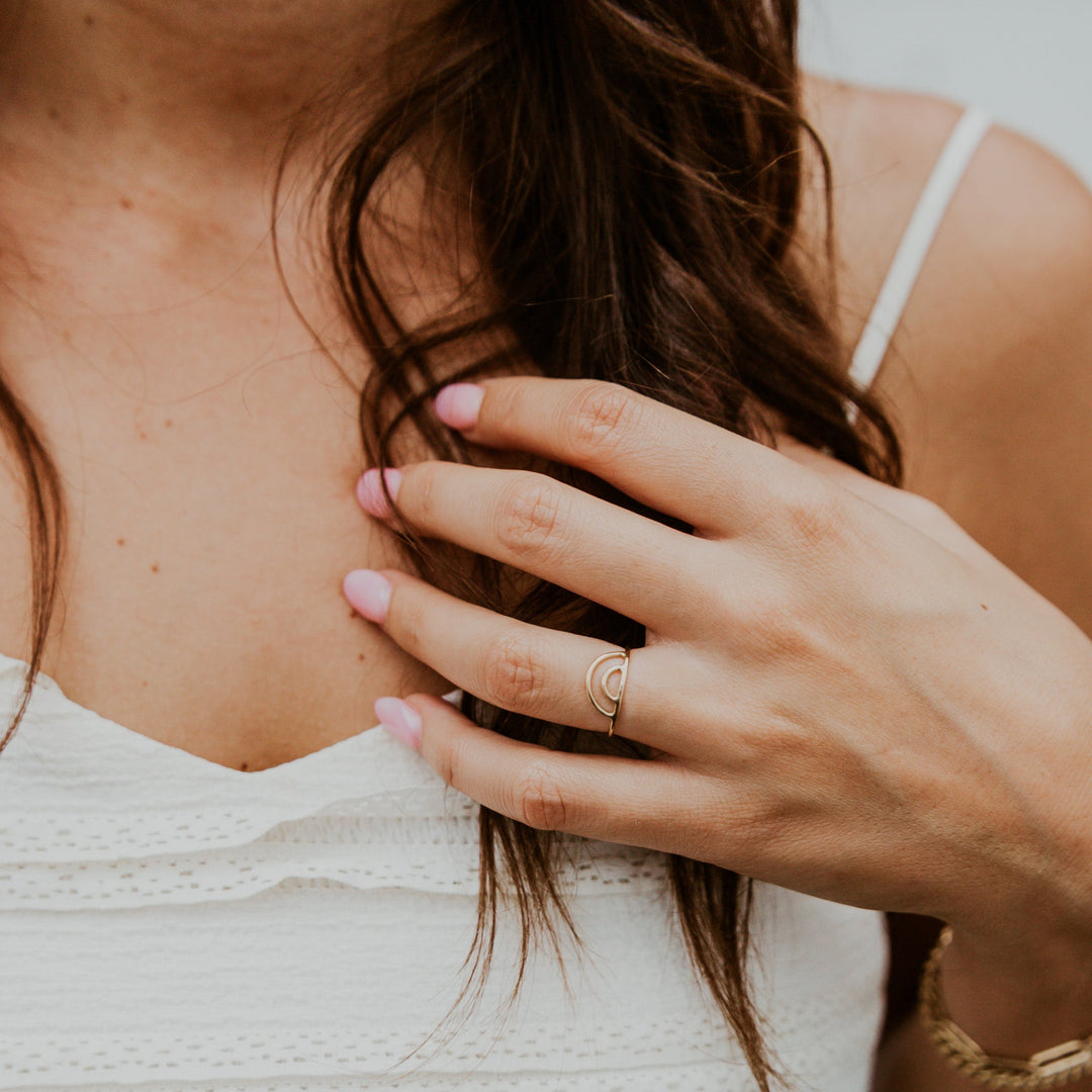 rainbow shaped 14k gold fill ring