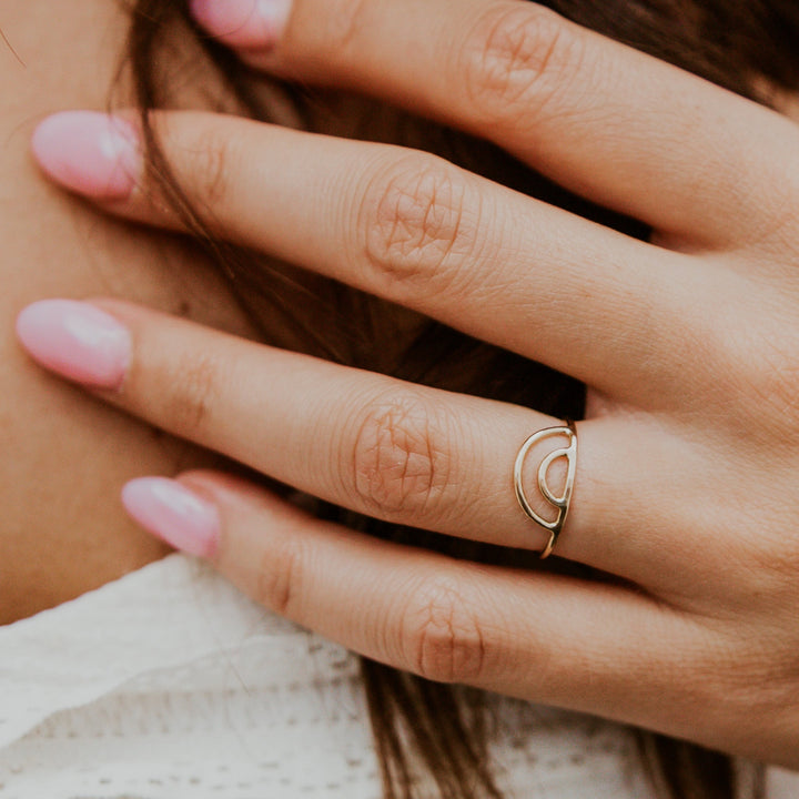 rainbow shaped 14k gold fill ring