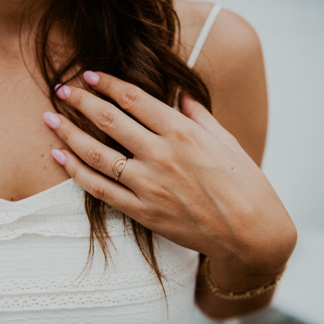 rainbow shaped 14k gold fill ring