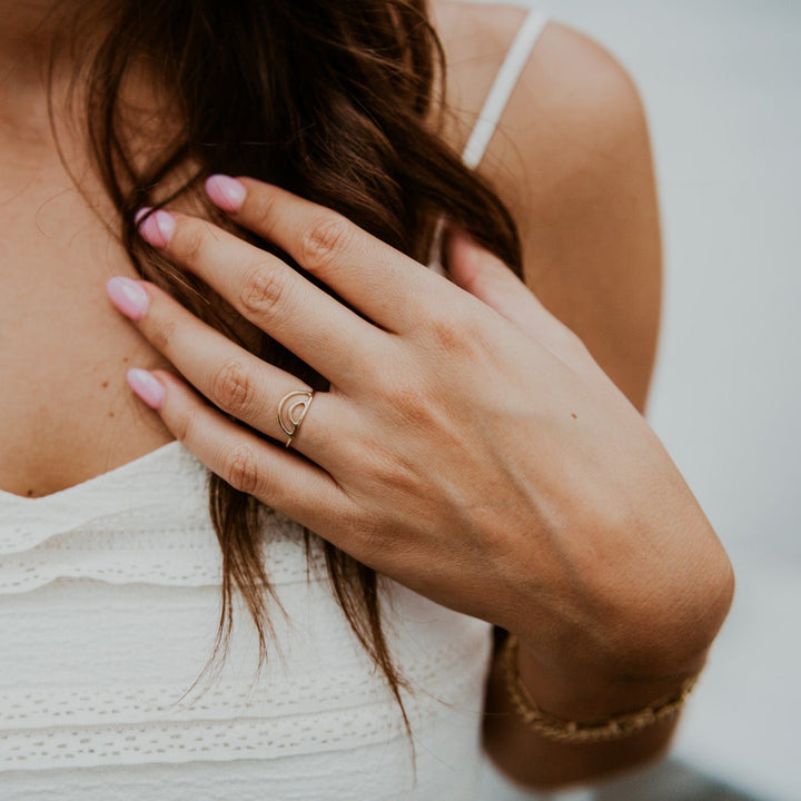 rainbow shaped 14k gold fill ring