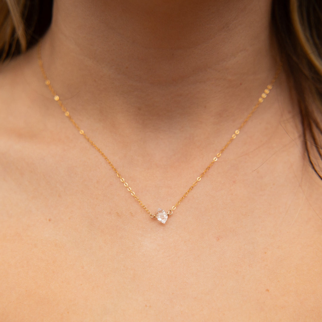 herkimer diamond on 14k gold fill chain
