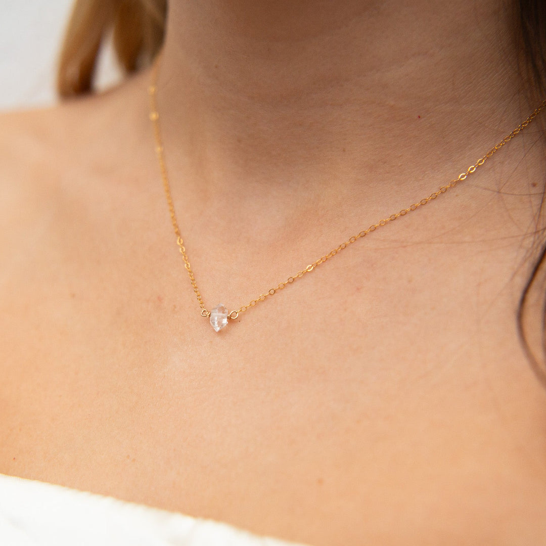 herkimer diamond on 14k gold fill chain