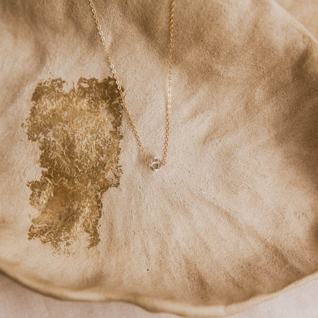 herkimer diamond on 14k gold fill chain