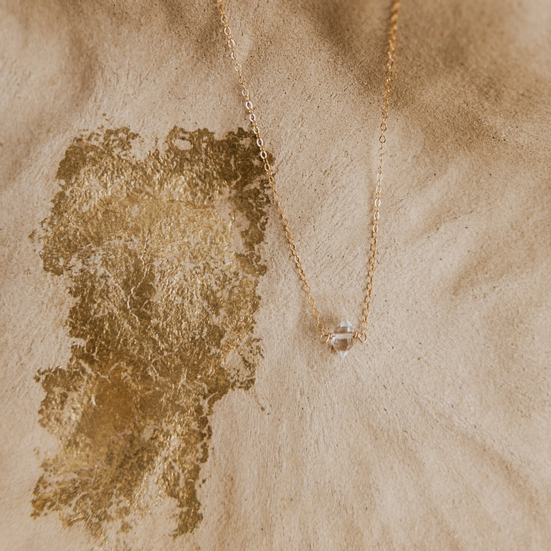 herkimer diamond on 14k gold fill chain