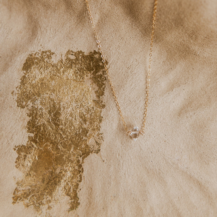 herkimer diamond on 14k gold fill chain