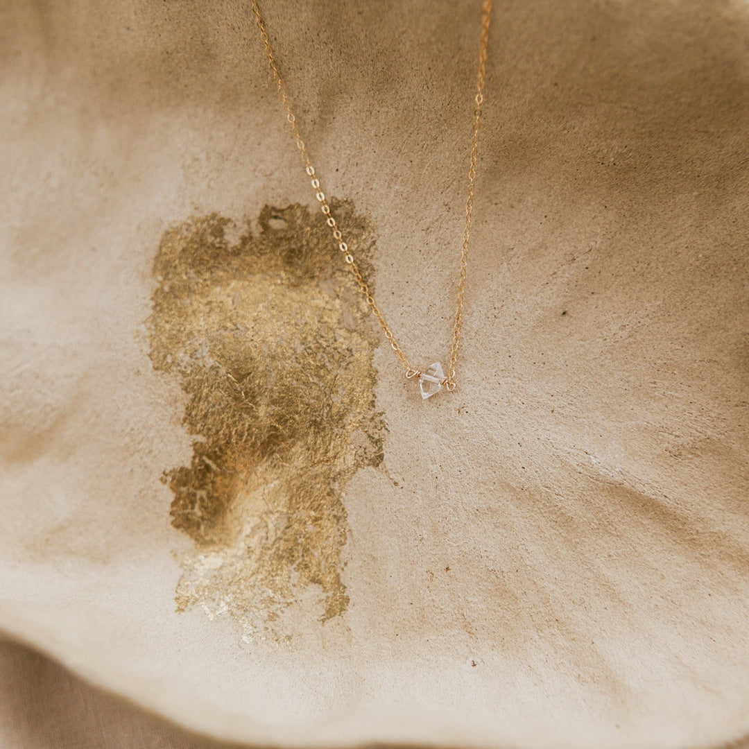 herkimer diamond on 14k gold fill chain