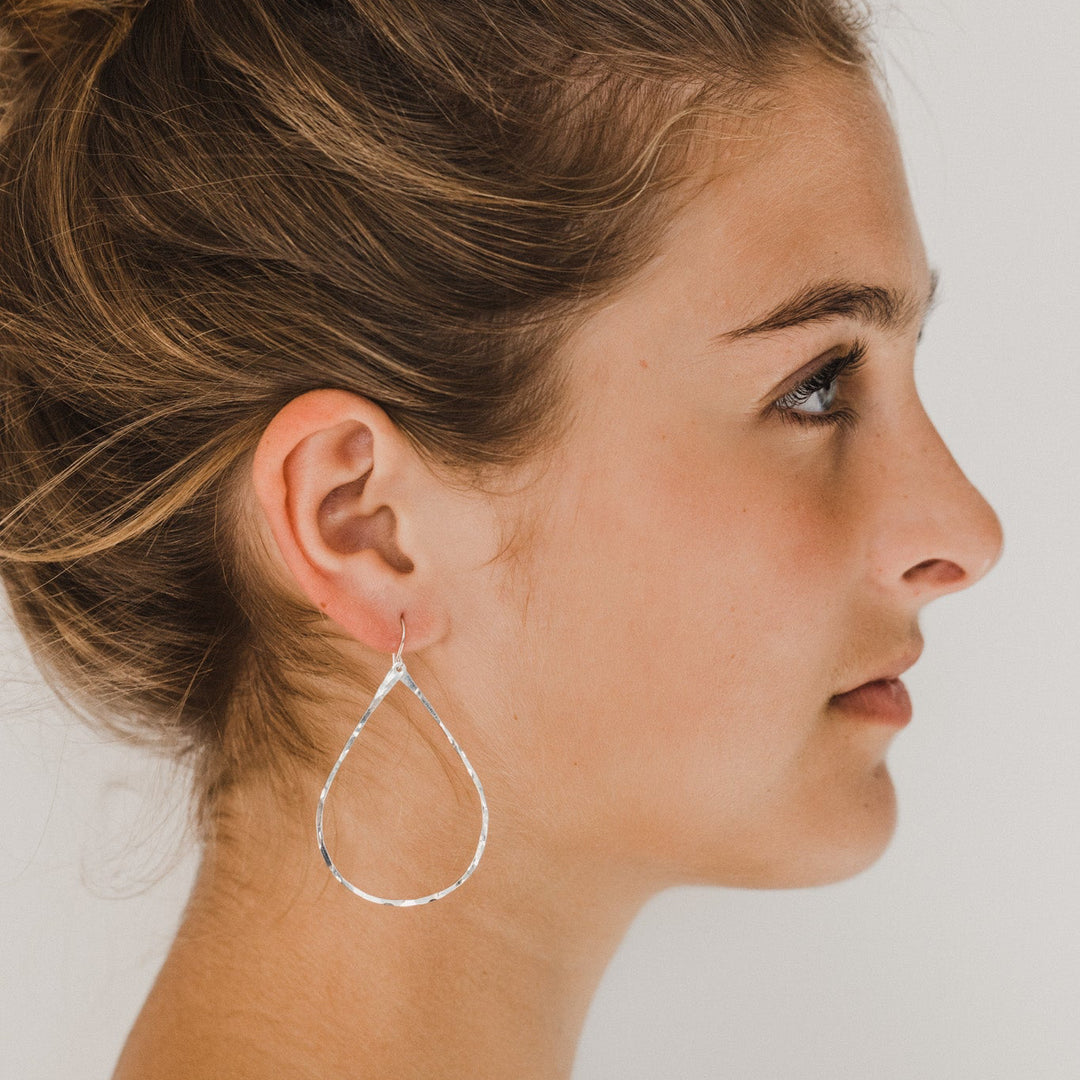 tear drop silver earrings