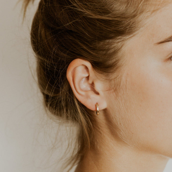 14k gold fill click hoop earring in small, med and large