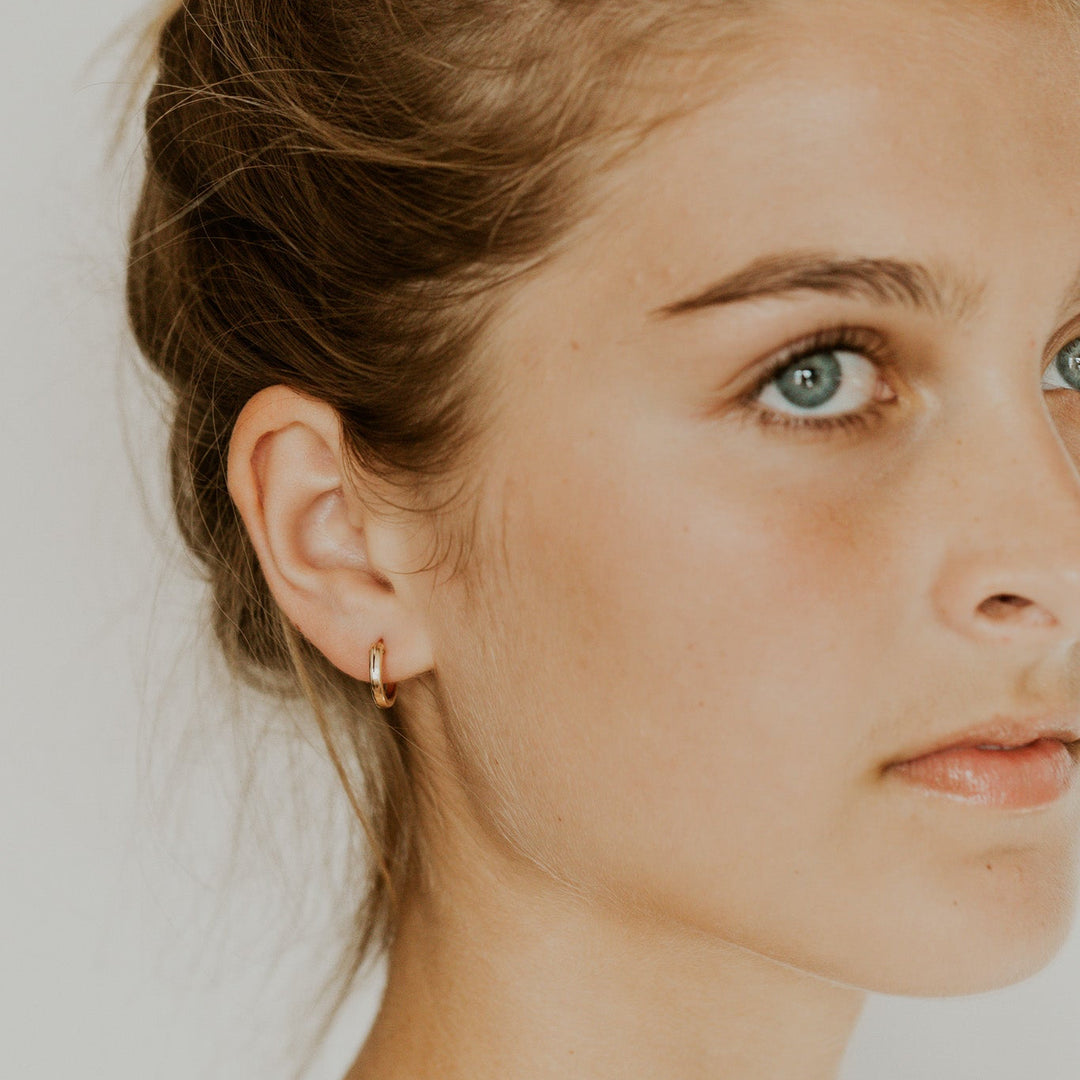 14k gold fill click hoop earring in small, med and large