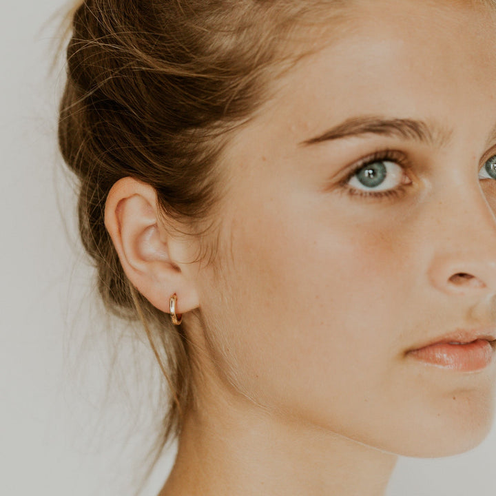 14k gold fill click hoop earring in small, med and large