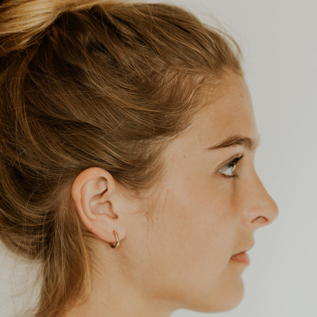 14k gold fill click hoop earring in small, med and large