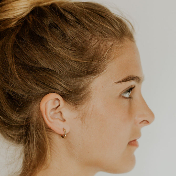 14k gold fill click hoop earring in small, med and large