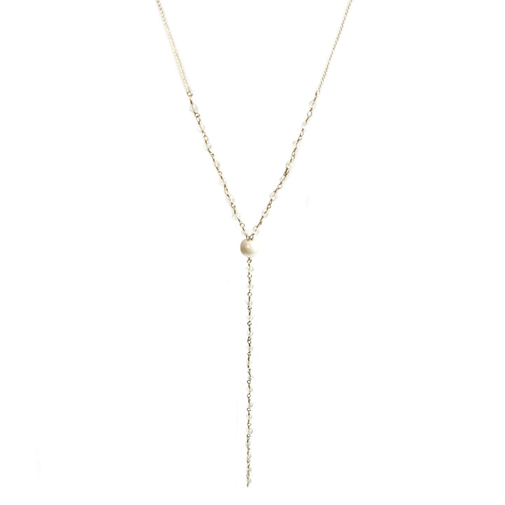 Pearl + Crystal Chain 'Y' Necklace