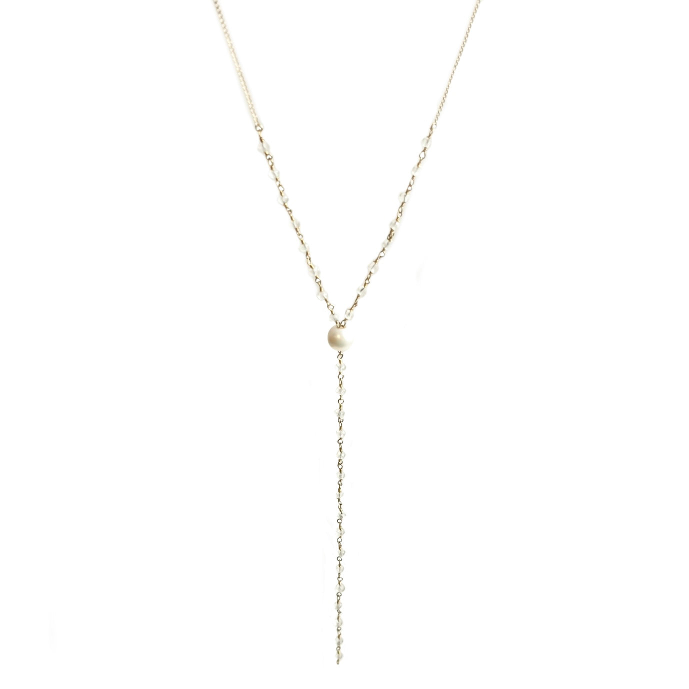 Pearl + Crystal Chain 'Y' Necklace