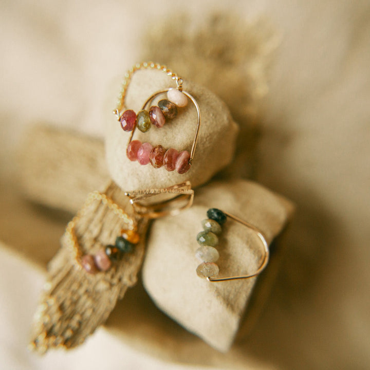 Teressa Lane Jewelry Emma gemstone ring featuring colorful stones on a delicate gold band