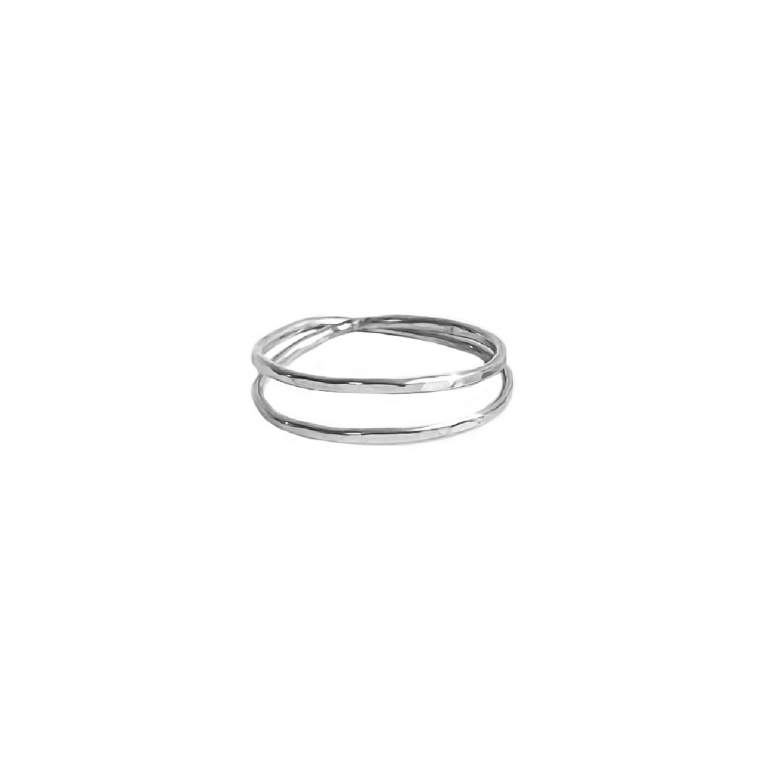 Teressa Lane Jewelry silver handmade stacking ring with minimalist double band design