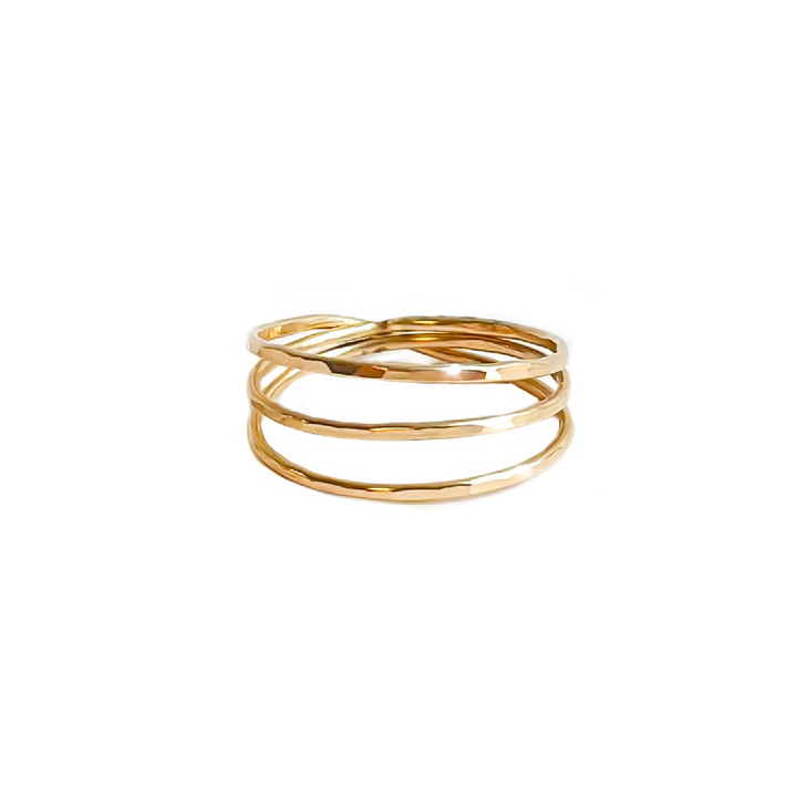 Teressa Lane Jewelry gold-tone handmade stacking ring with multiple thin bands twisted design