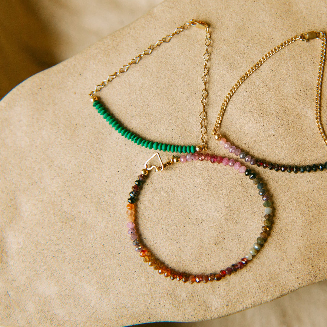 Haven Bracelet handmade carlsbad featuring colorful beads and delicate chain accents
