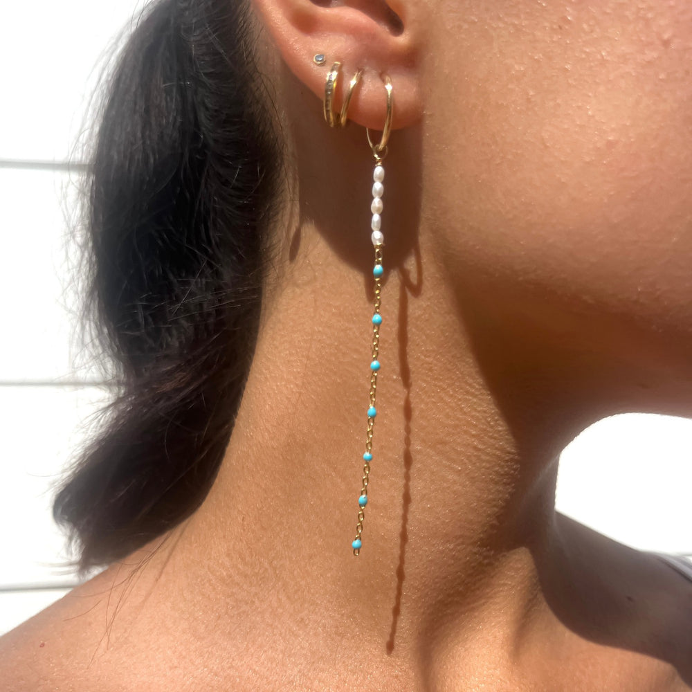 Pearl + Turquoise Dangle Earrings