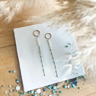 Pearl + Turquoise Dangle Earrings
