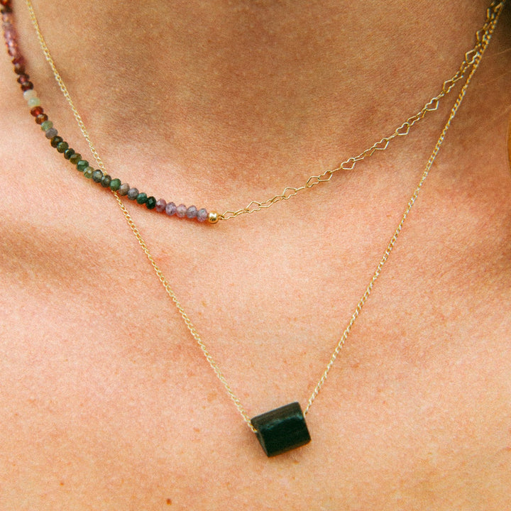 Teressa Lane Jewelry Layered Necklace with Colorful Gemstone Beads and Gold Chain