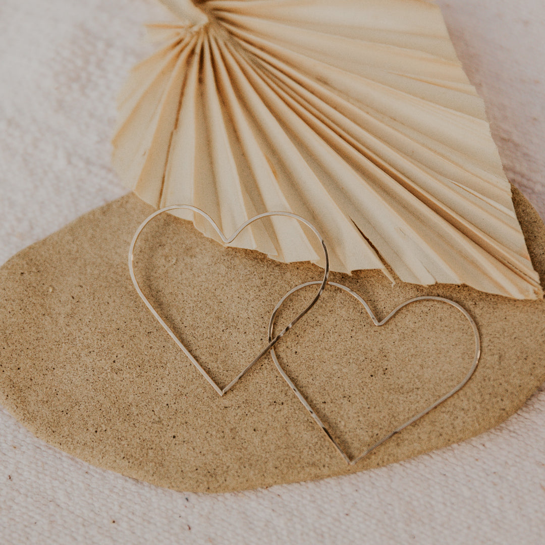 heart shaped 14k gold fill threader earrings