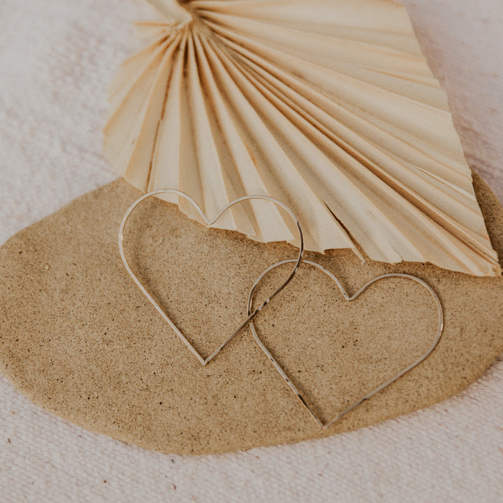 heart shaped 14k gold fill threader earrings