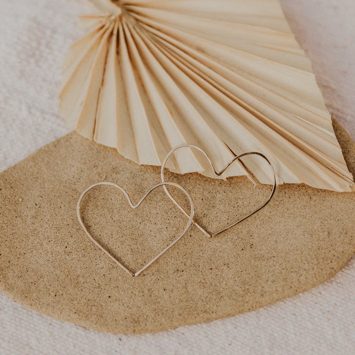 heart shaped 14k gold fill threader earrings